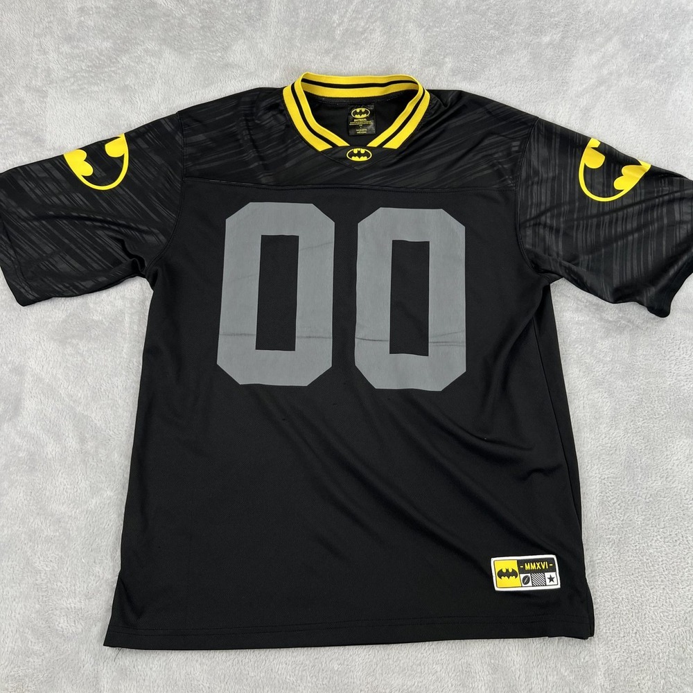 Batman Football Jersey L Black Yellow Men DC Comics Mesh 00 Superhero Streetwear
